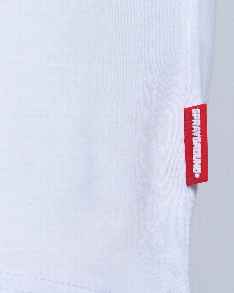 White Sprayground Shark Crew Women's T Shirts | 112652961