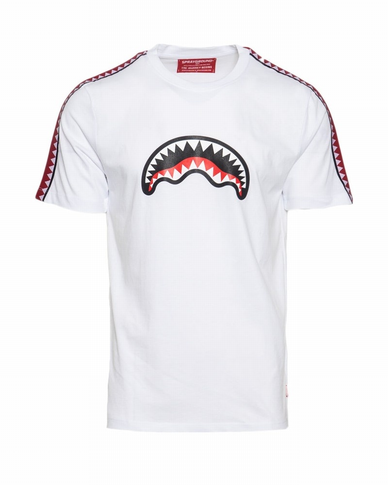 White Sprayground Shark Crew Women\'s T Shirts | 112652961
