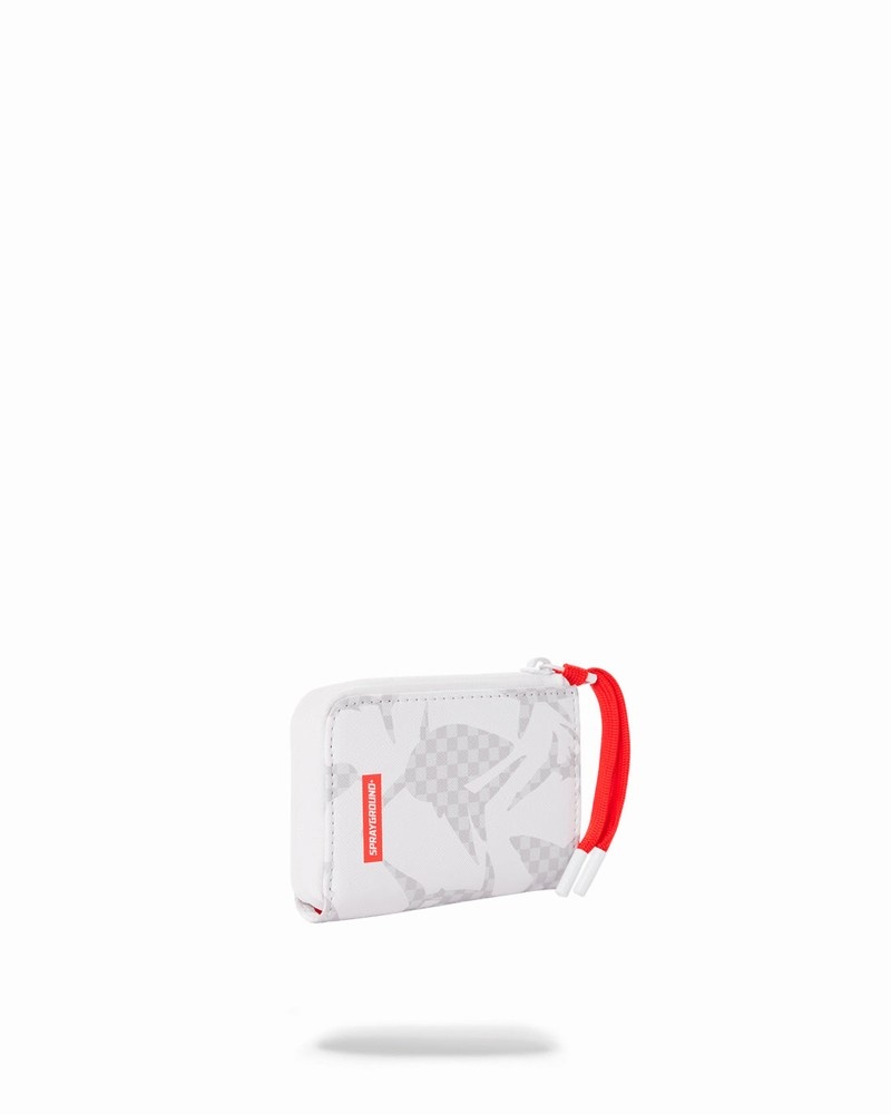 White Sprayground Shark Pattern Men's Wallets | 799424608