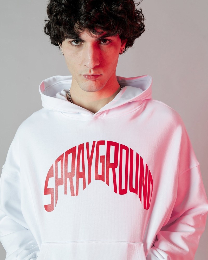 White Sprayground Shark Shape Basic Men's Hoodie | 500715472