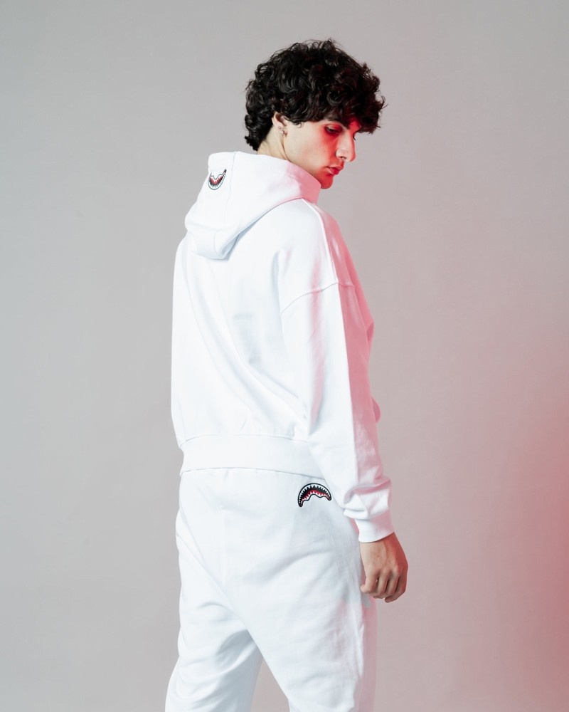 White Sprayground Shark Shape Basic Men's Hoodie | 500715472