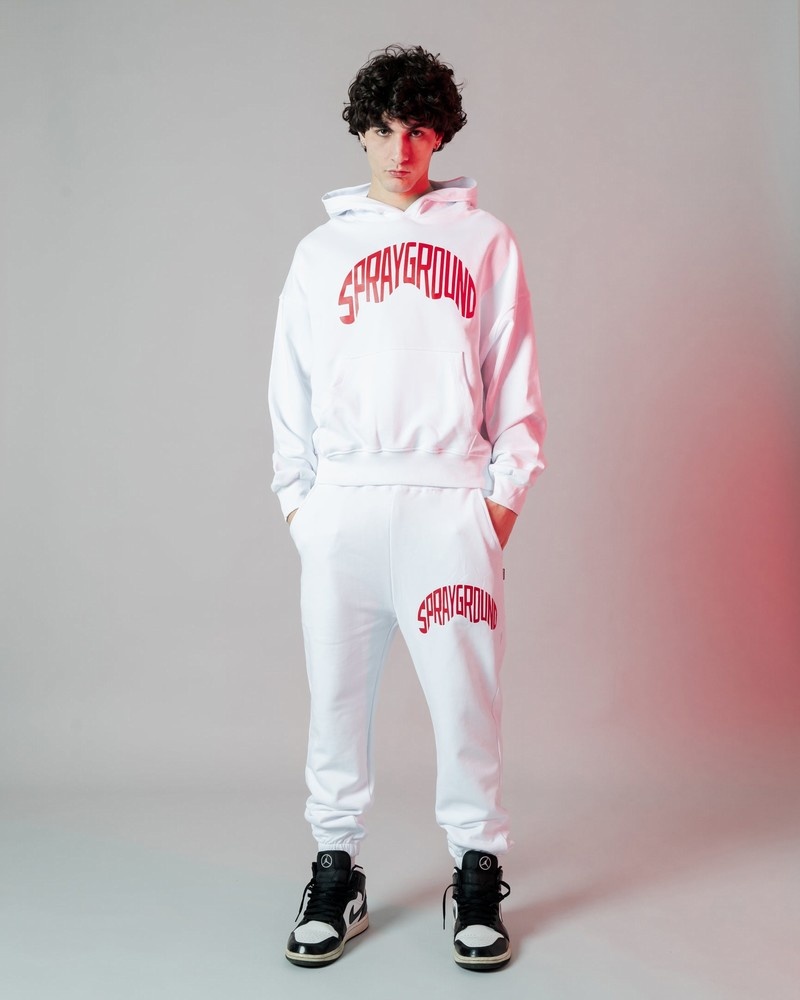 White Sprayground Shark Shape Basic Men's Hoodie | 500715472