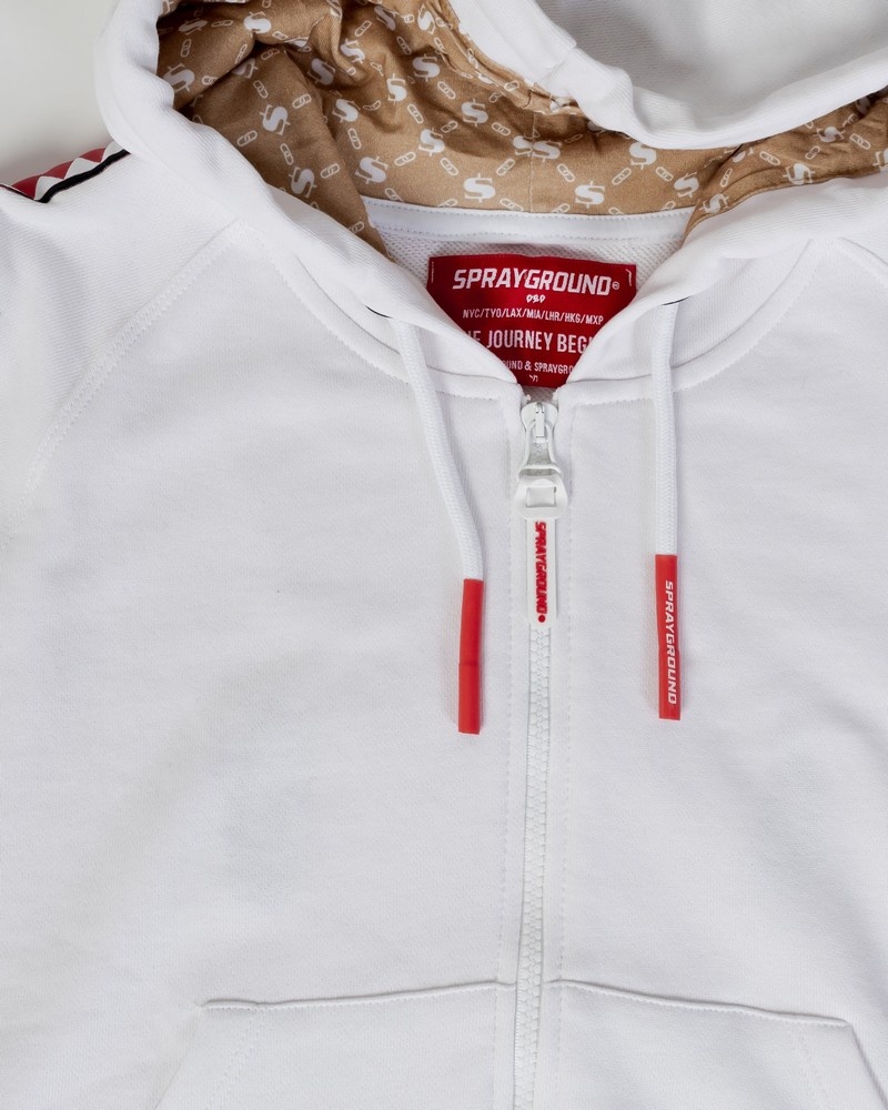White Sprayground Shark Zip Felpa Kids' Hoodie | 474723633
