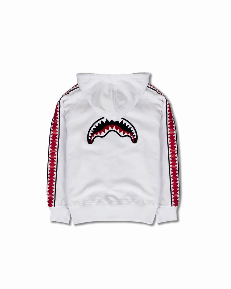 White Sprayground Shark Zip Felpa Kids' Hoodie | 474723633