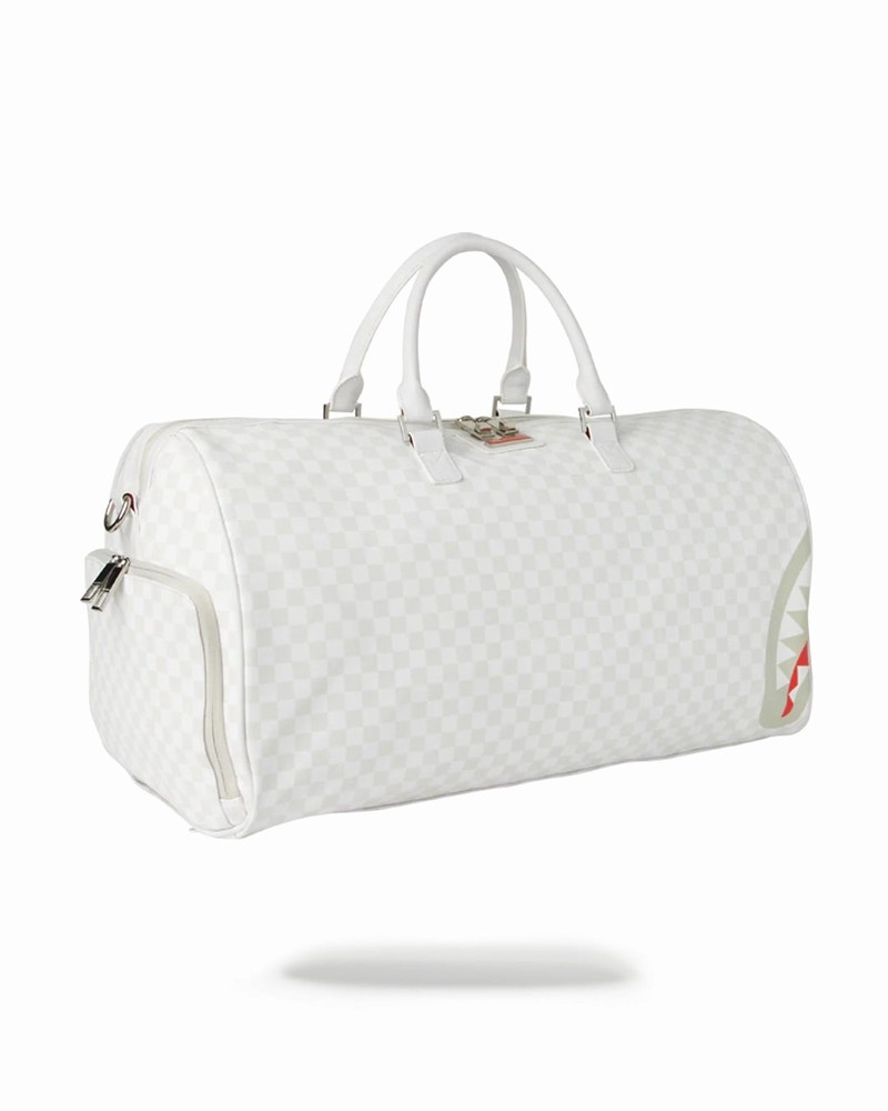 White Sprayground Sharks In Paris Mean & Clean Men's Duffle Bags | 760715399