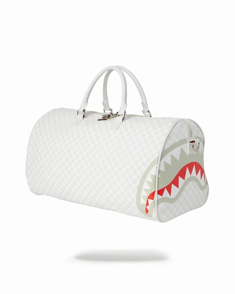 White Sprayground Sharks In Paris Mean & Clean Men's Duffle Bags | 760715399