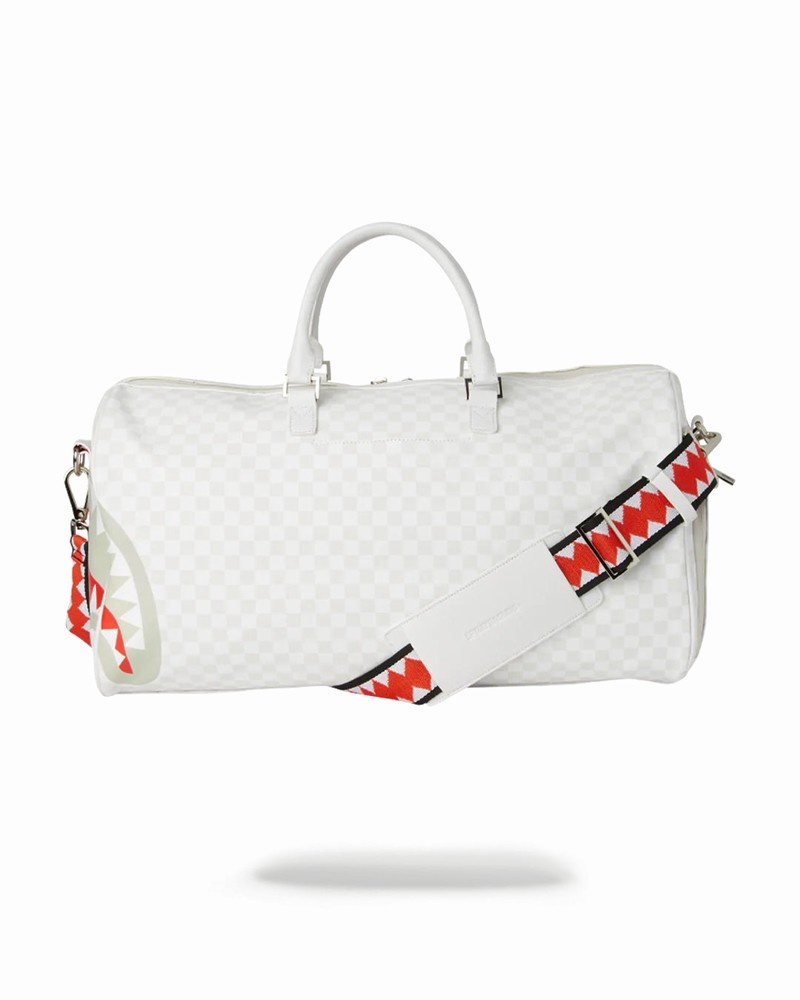 White Sprayground Sharks In Paris Mean & Clean Men's Duffle Bags | 760715399