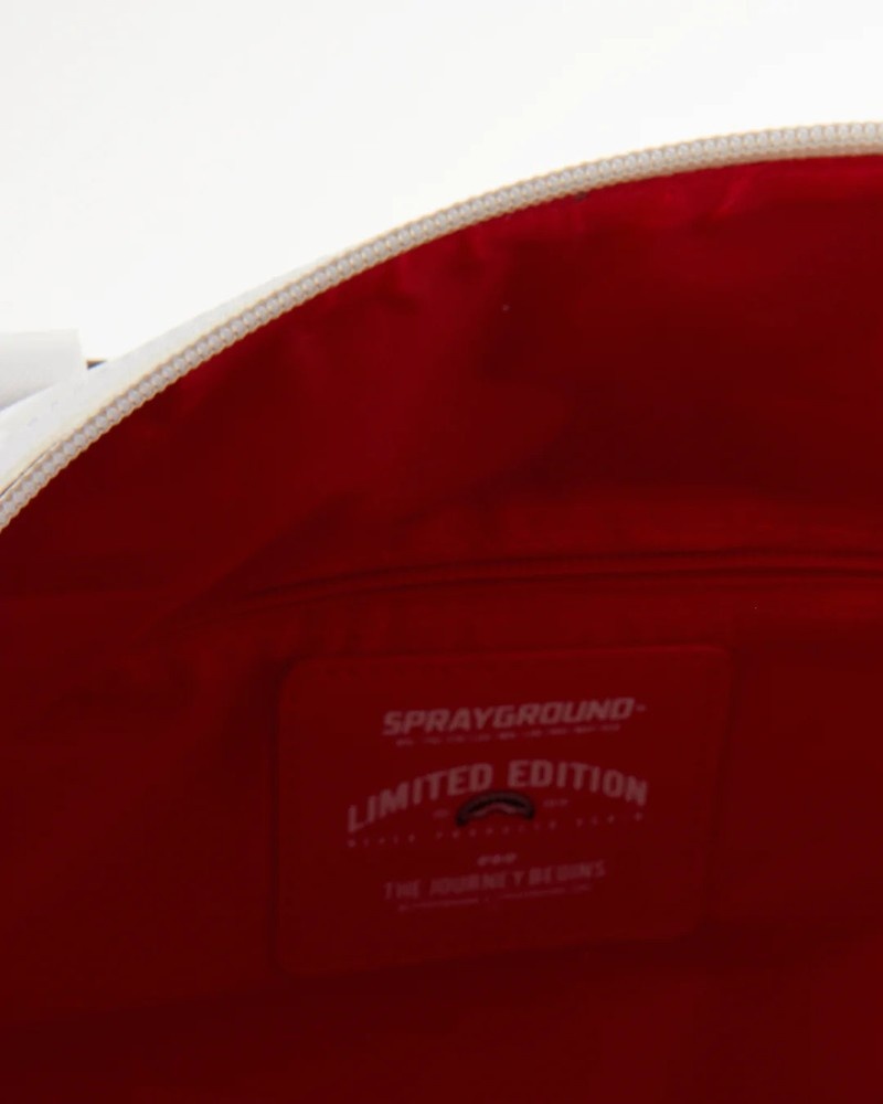 White Sprayground Sharks In Paris Mean & Clean Men's Duffle Bags | 760715399