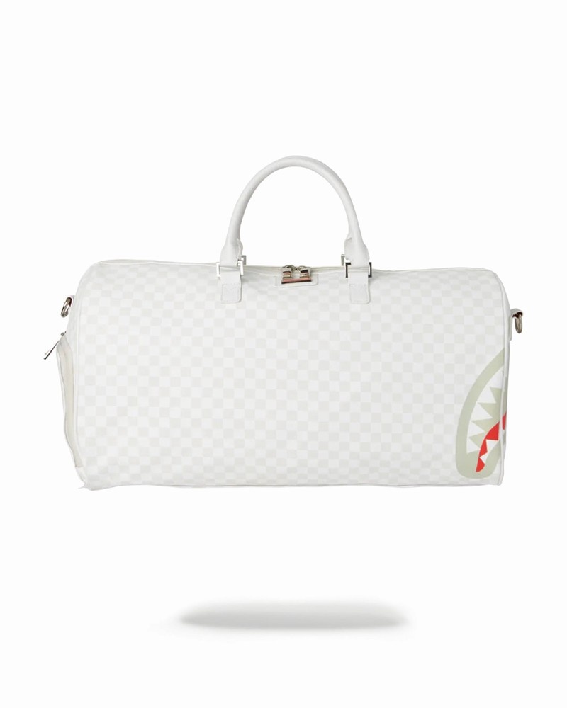 White Sprayground Sharks In Paris Mean & Clean Men\'s Duffle Bags | 760715399