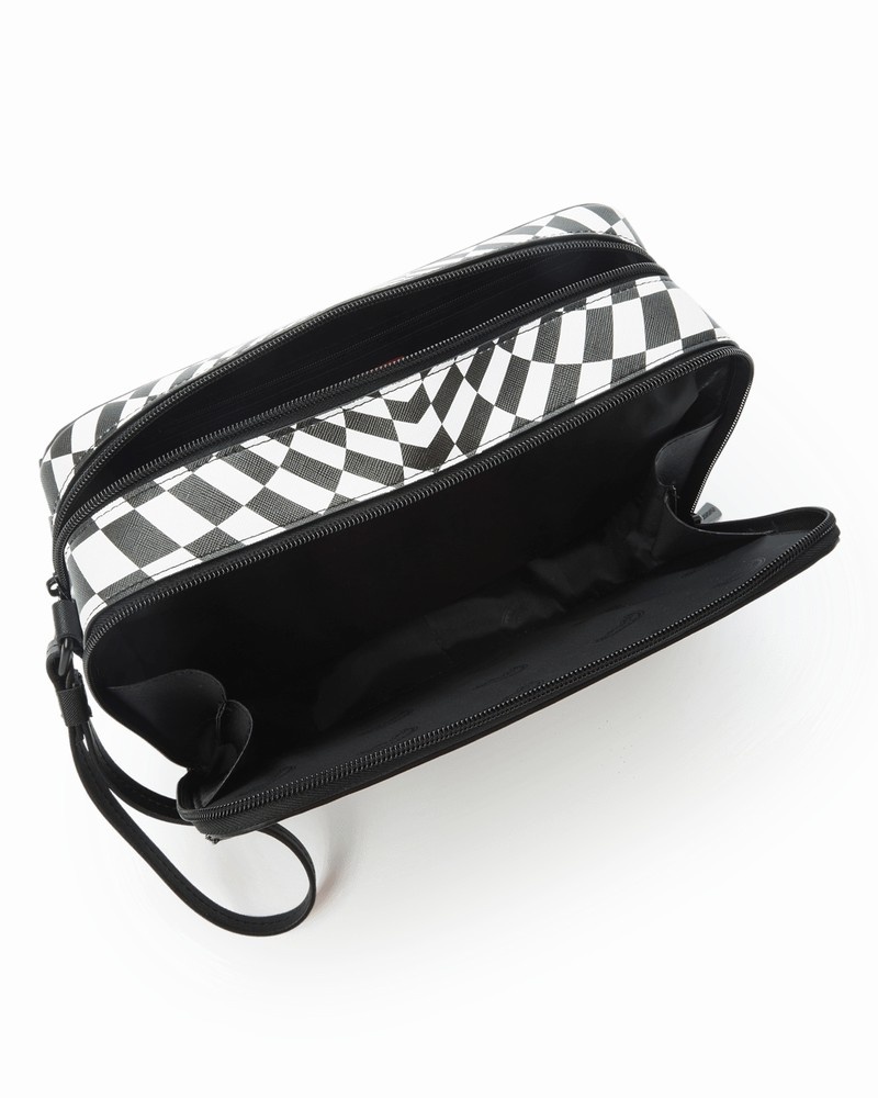 White Sprayground Trippy Check Aka Money Men's Toiletry Bags | 322502441