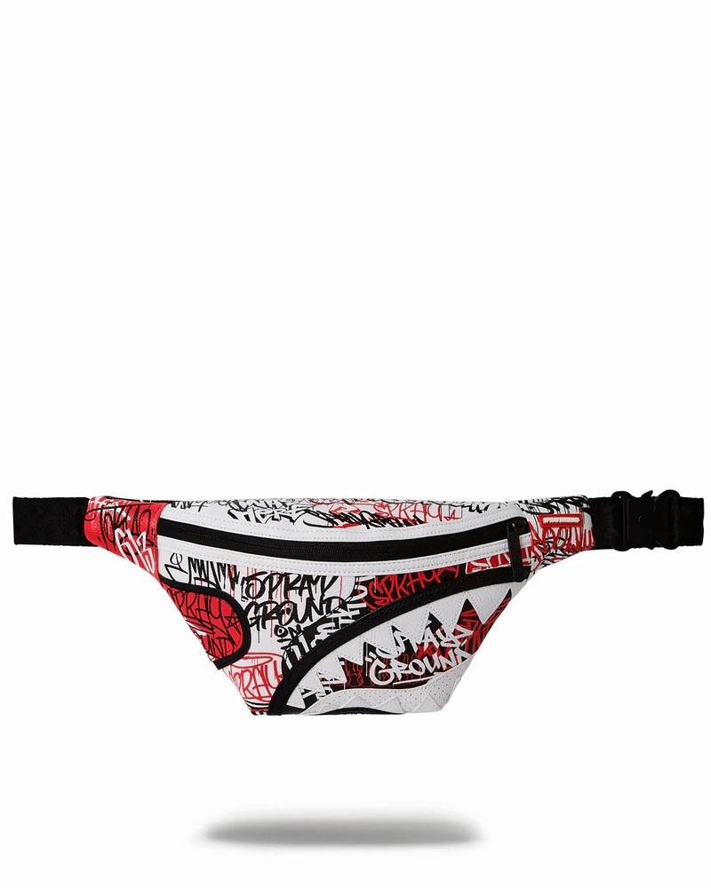 White Sprayground Vandal Men\'s Waist Bags | 456316969