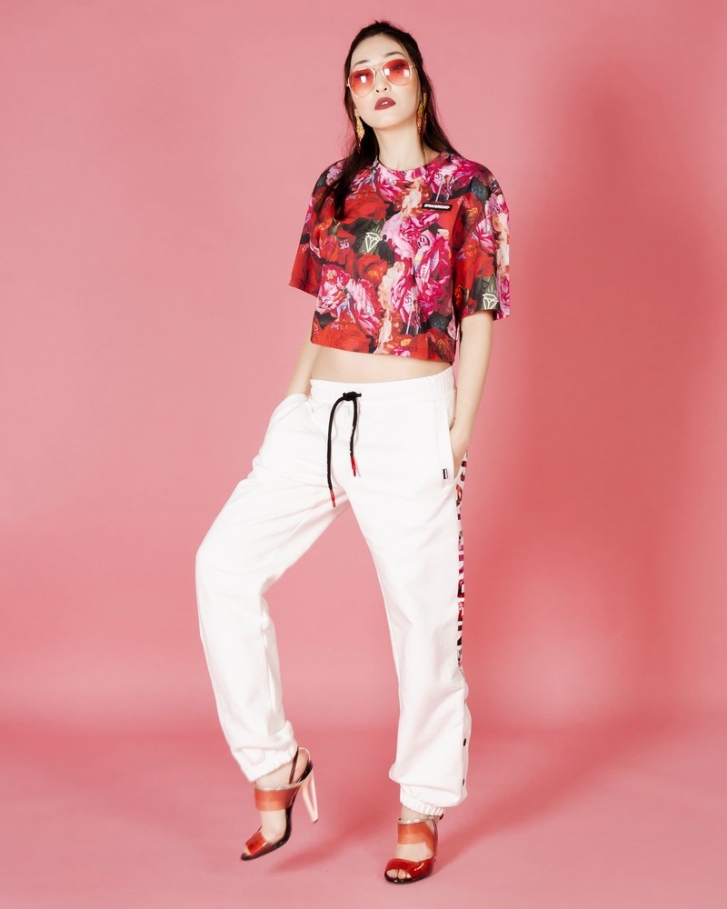 White Sprayground Vandalized Peonies Women's Joggers | 456260410