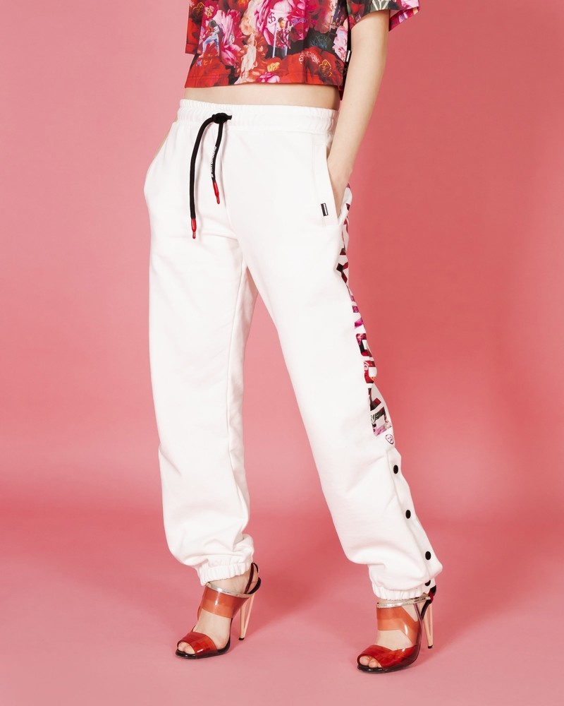 White Sprayground Vandalized Peonies Women\'s Joggers | 456260410