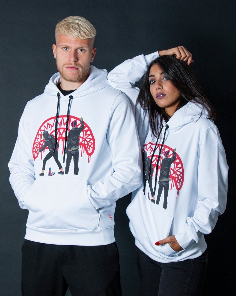 White Sprayground Wall Hood Women's Hoodie | 83177918