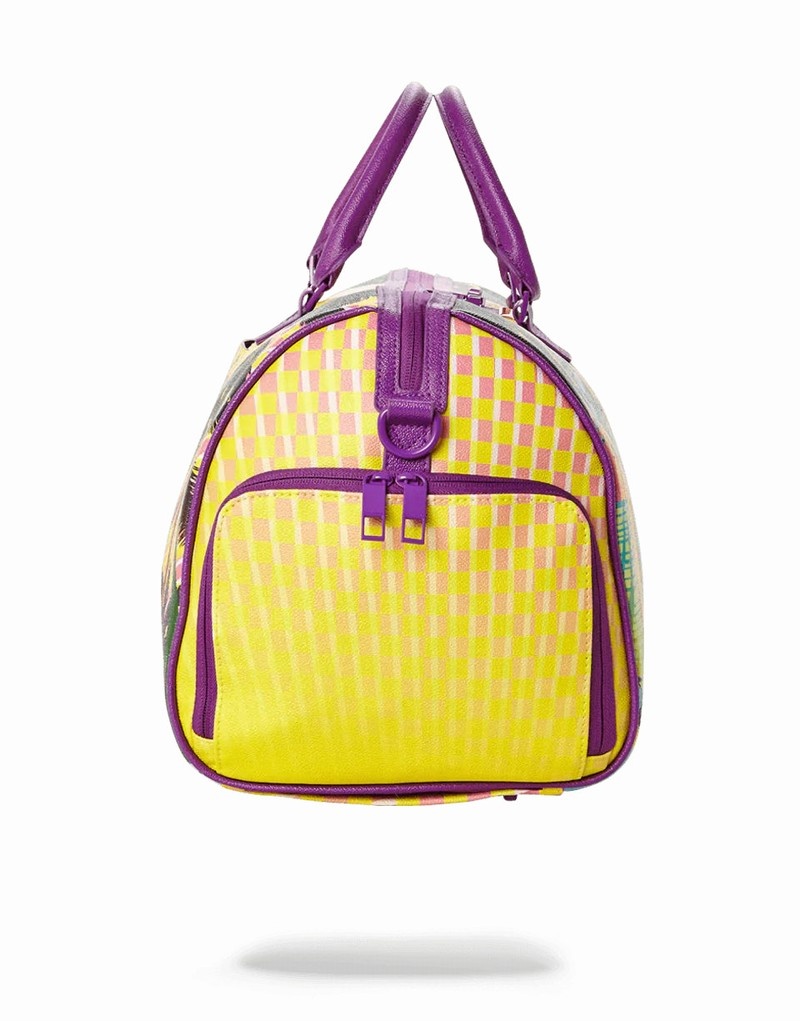 Yellow Sprayground On The Run Men's Duffle Bags | 163735812
