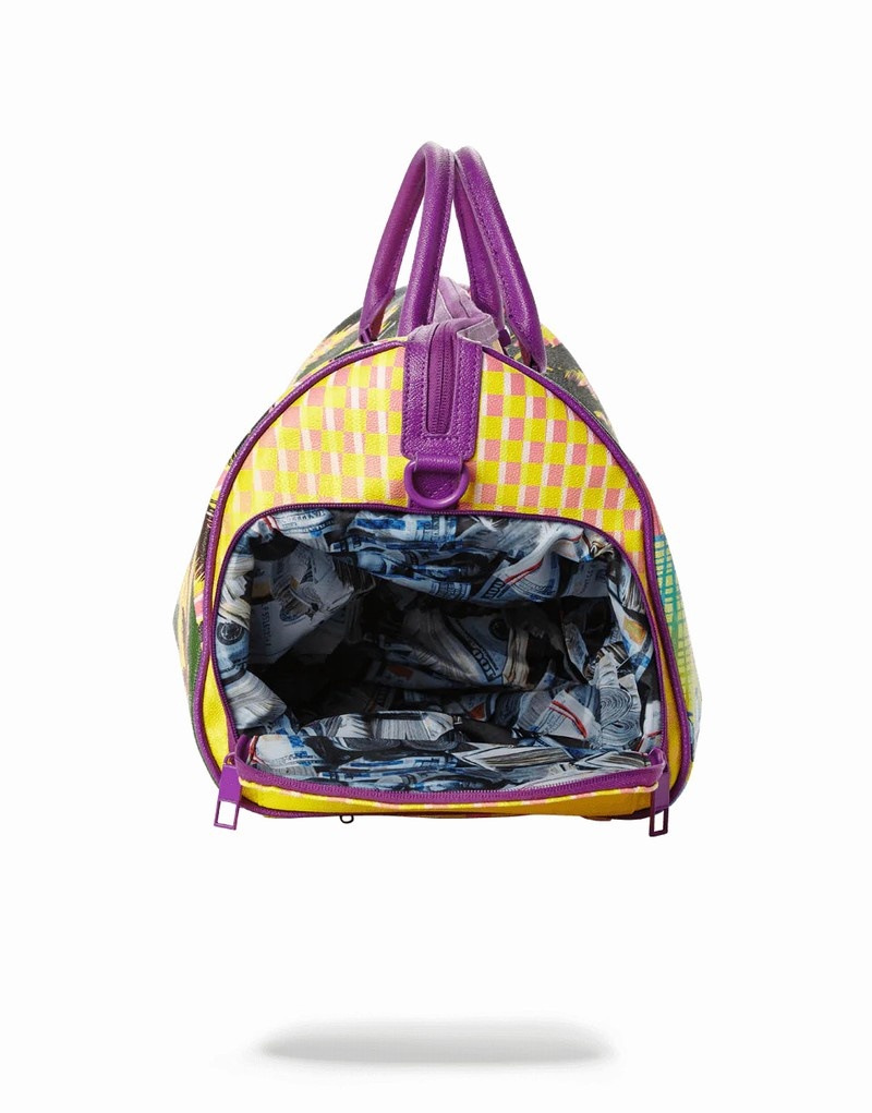 Yellow Sprayground On The Run Men's Duffle Bags | 163735812