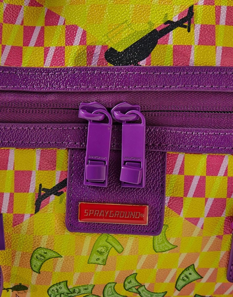 Yellow Sprayground On The Run Men's Duffle Bags | 163735812
